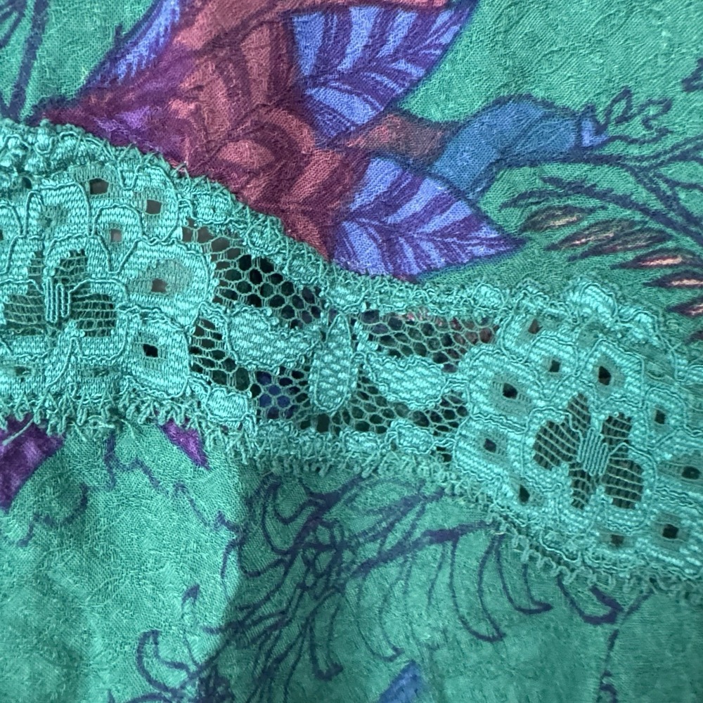 Free People Intimately She Moves Chemise Slip Dress XS Green Floral Lace Tie - Picture 6 of 16